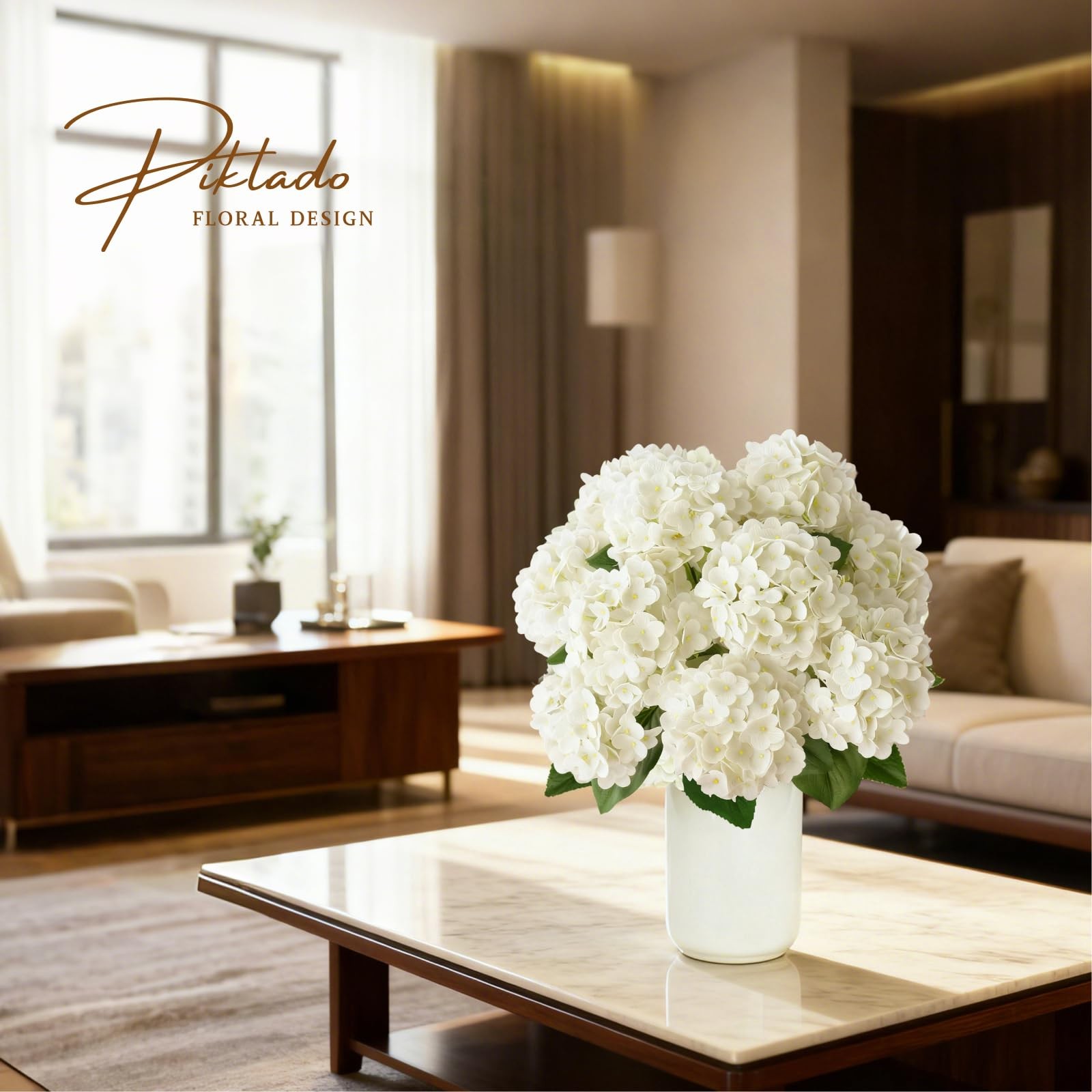 1 Bunch 21in Real Touch Hydrangea Artificial Flowers with 5pcs Flower Head 10…