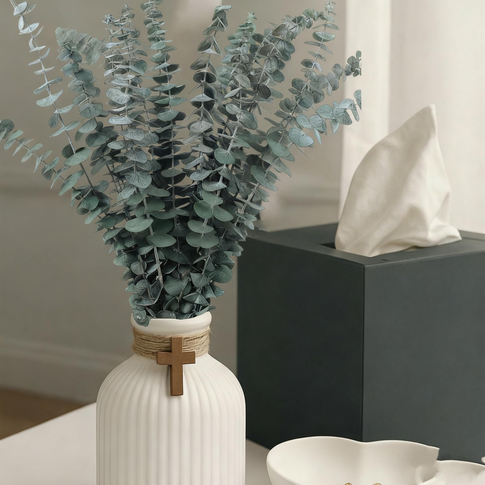 16 PCS Dried Eucalyptus Stems, 17″ Real Preserved Eucalyptus Bouquet for Wedd…