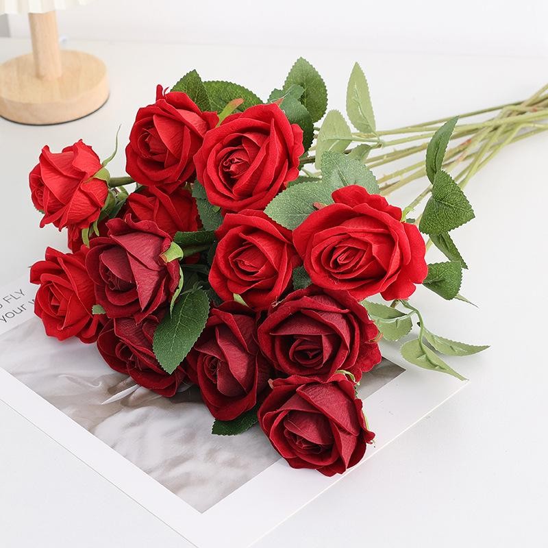 3-10× Red Roses Artificial Flowers Realistic Bouquet Home Decor Valentine Gifts