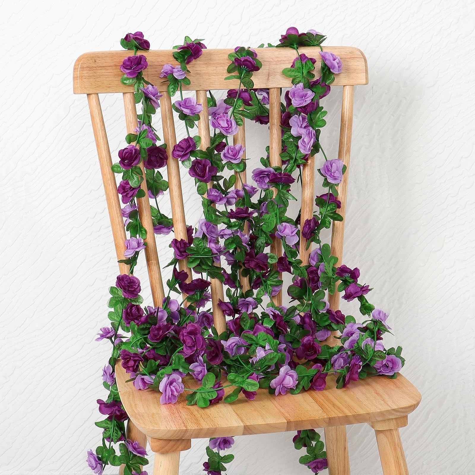 9 Pack 72FT Purple Rose Garland – Silk Flower Vines for Wedding, Home Decor, Bac