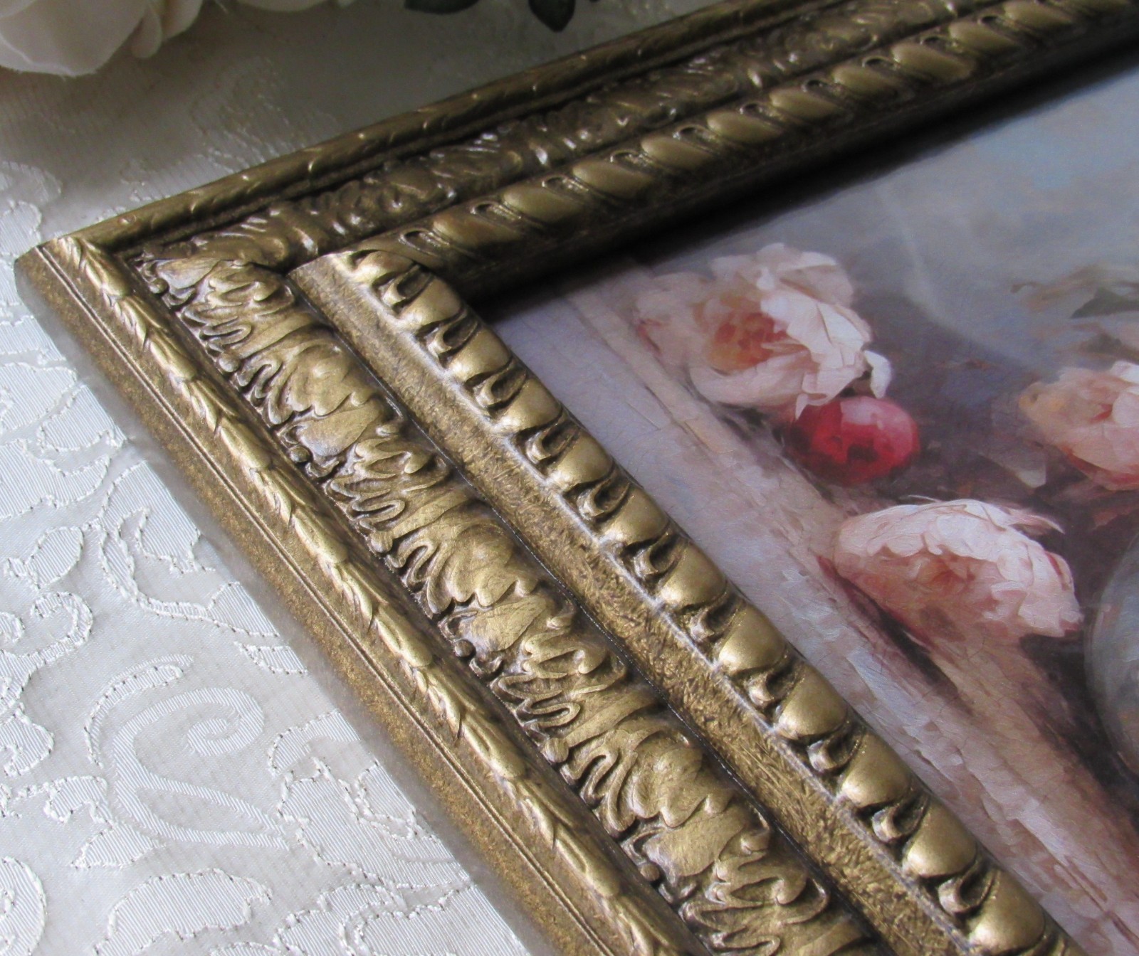 Pink Peony Home Decor,Antique Gold 8×10,Baroque,Victorian,Grand Millennial,Rose