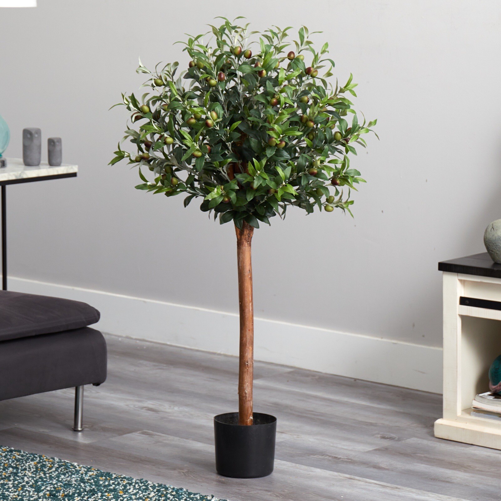 4’ Olive Topiary Artificial Tree w/Natural Trunk Home Decor. Retail $169.