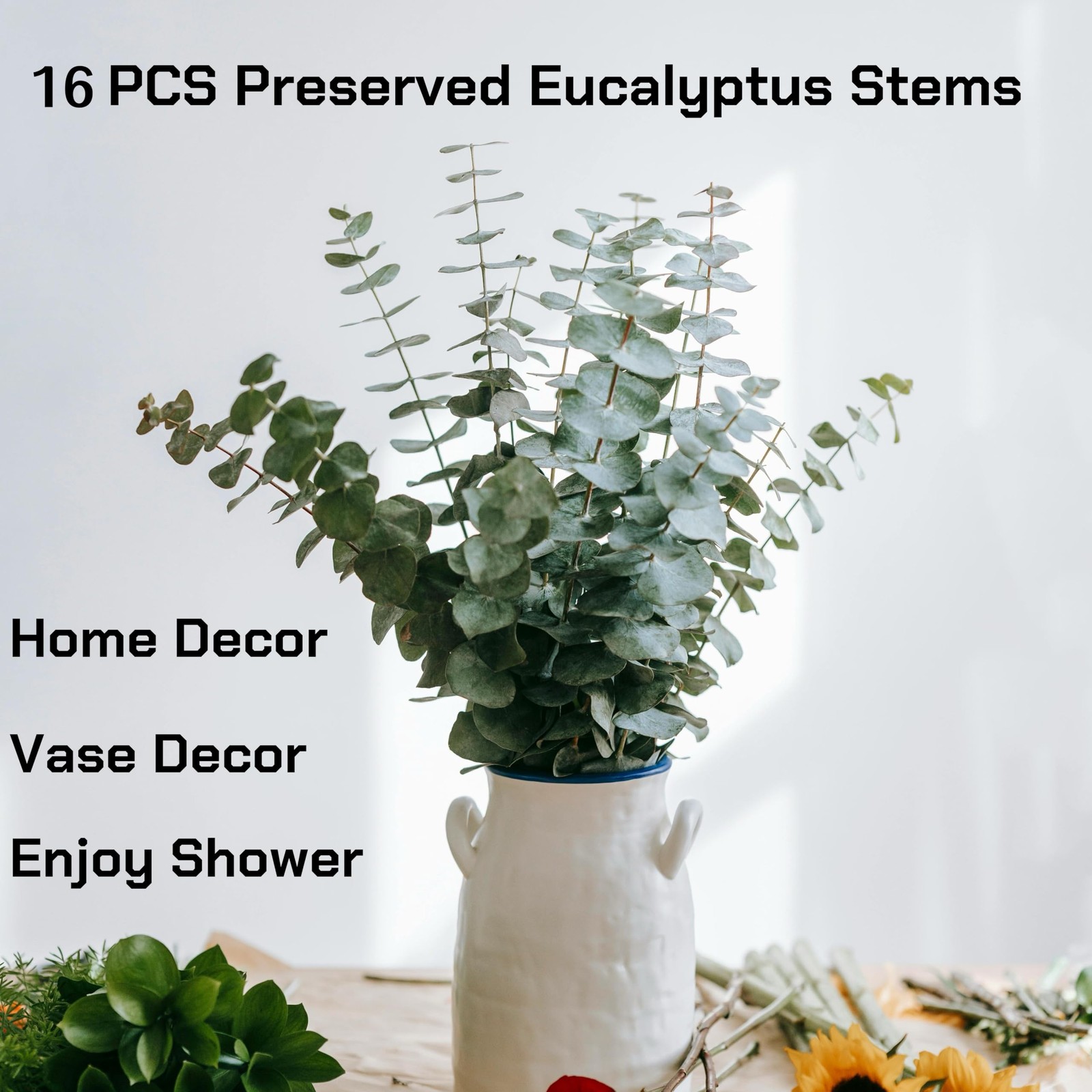 16 PCS Dried Eucalyptus Stems, 17″ Real Preserved Eucalyptus Bouquet for Wedd…