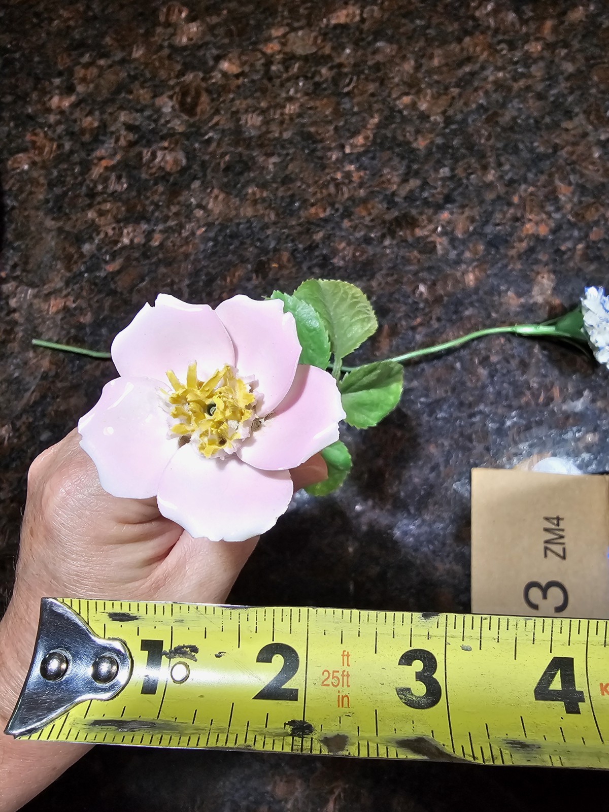 Vintage Porcelain Rose & Carnation with Plastic Wire Stem Lot Of 2 Flowers