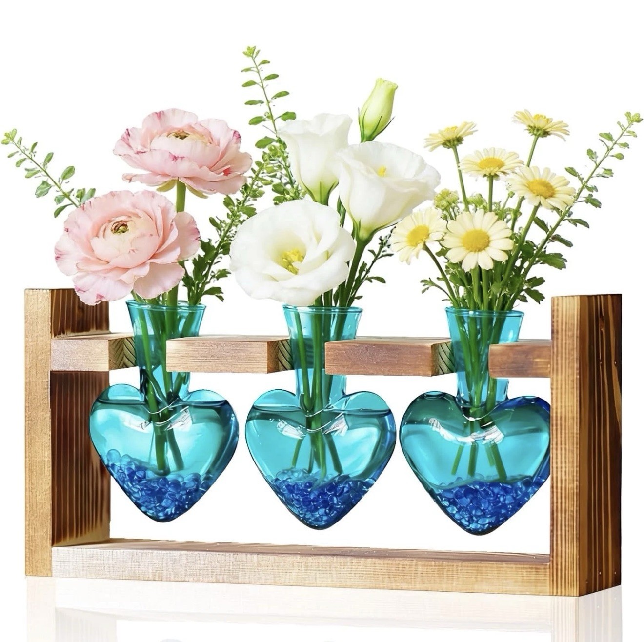 Star Plant Terrarium with Wooden Stand Planter 3 Bulb Glass Vase Nacome NEW!!