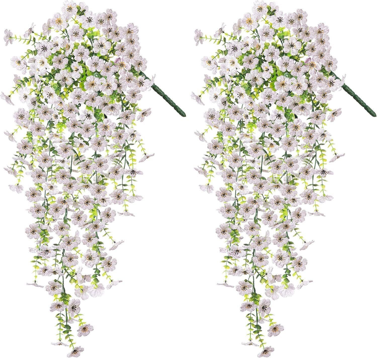 4PCS Artificial Flowers Vines UV Resistant Hanging Plant Flowers Outdoor Decor