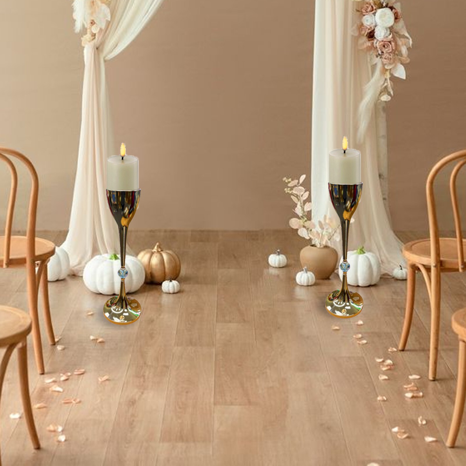 6123-Silky Silk Metal Candle Stand | Holders for tea lights/votives | ornaments