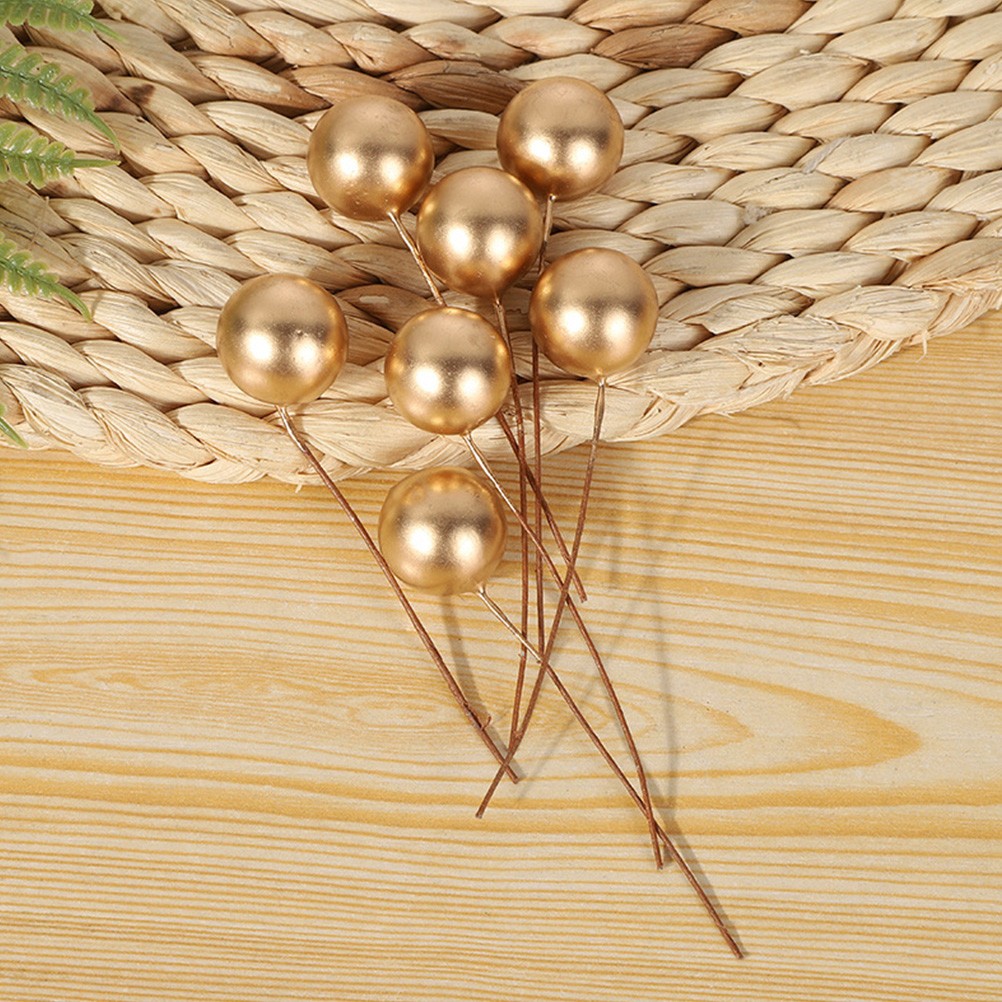 200 Pcs Foam Golden Berry Stems for Christmas Wreath and Floral Crafts
