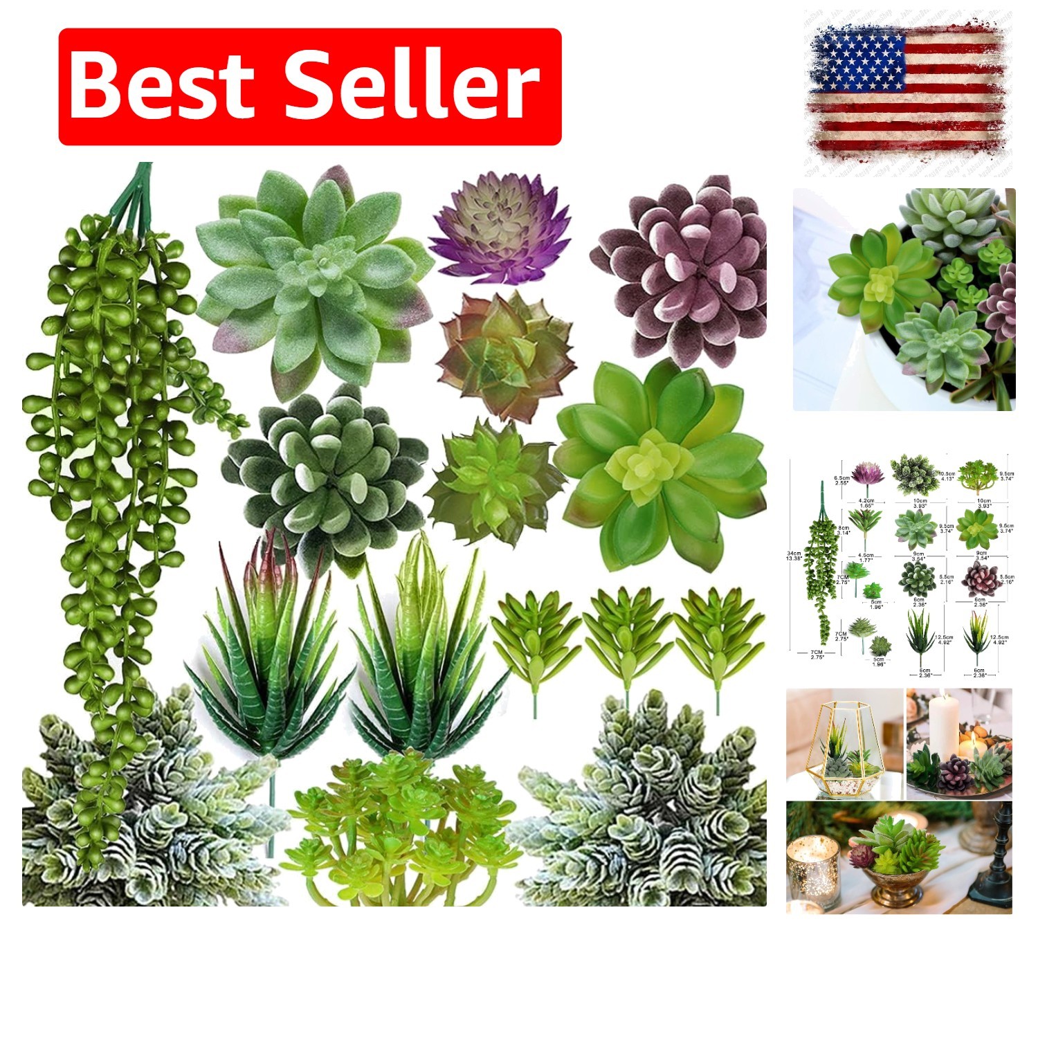 Artificial Succulent Plants – 16 Pcs Set Faux Succulents Unpotted Fake Succul…