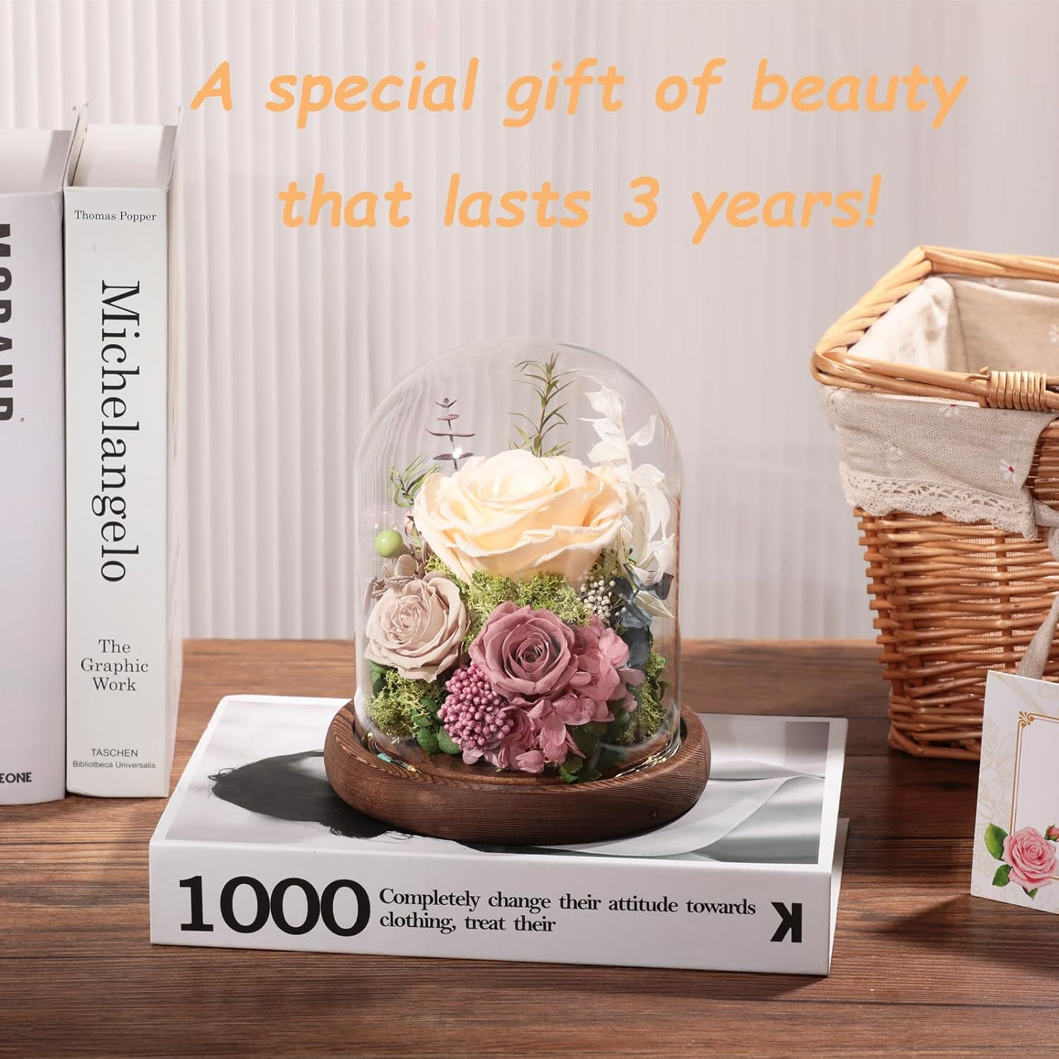 Flowers for Delivery Preserved Rose Gifts for Her,Forever Roses Flowers in Glass