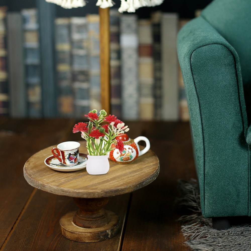 5pcs Mini Flower Pot Set with Artificial Flowers for Dollhouse and Fairy Garden