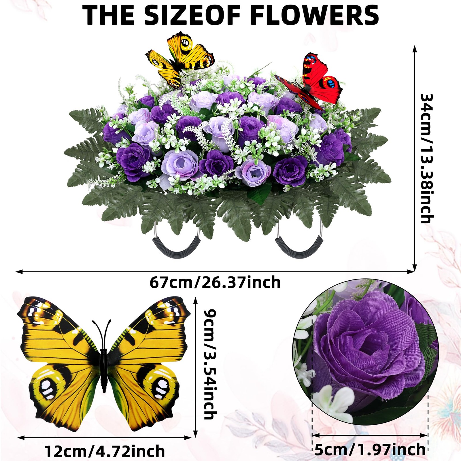 Artificial Cemetery Flowers for Grave,Large Headstone Flower Saddle Realistic…