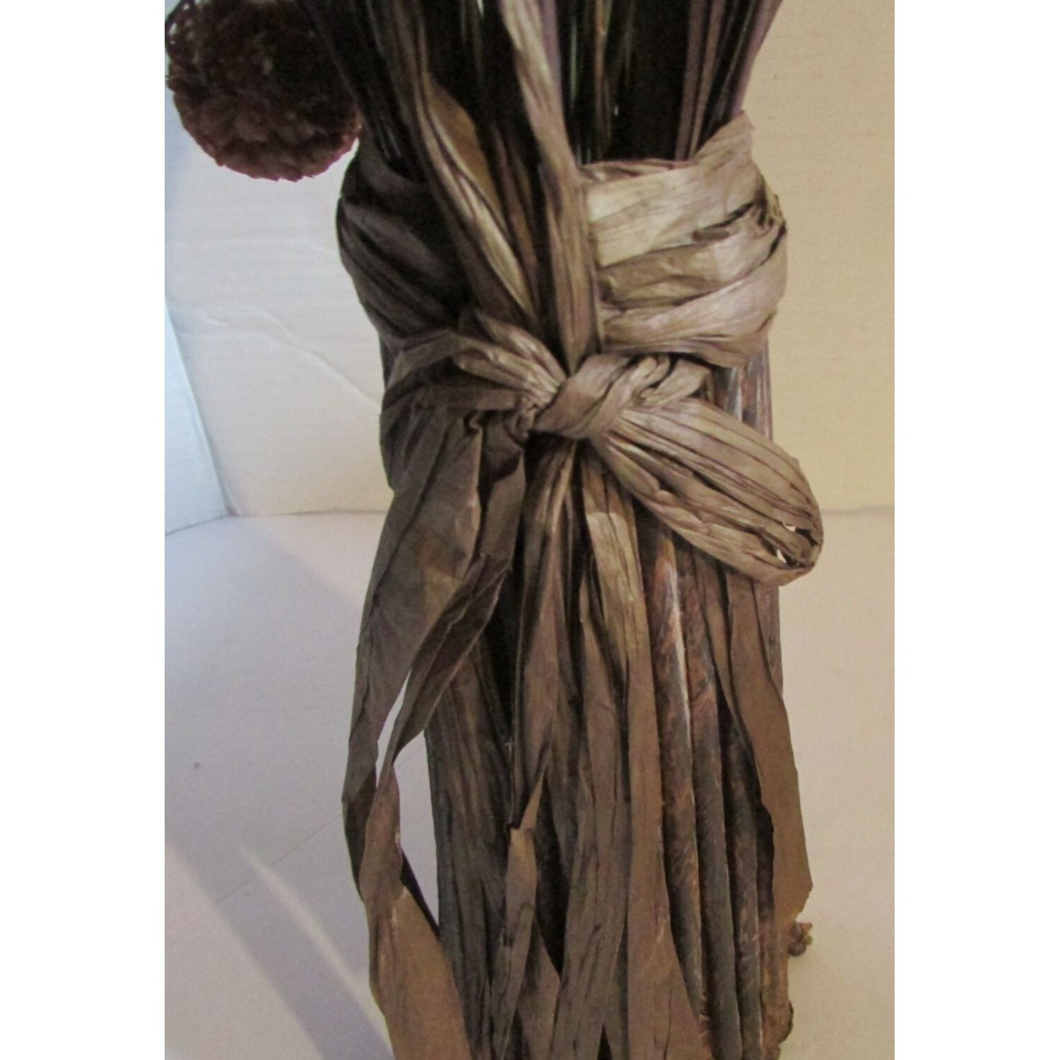 Rustic Dried Floral Bouquet Pin Cone Center Piece Decorative Accent Wrapped Vase