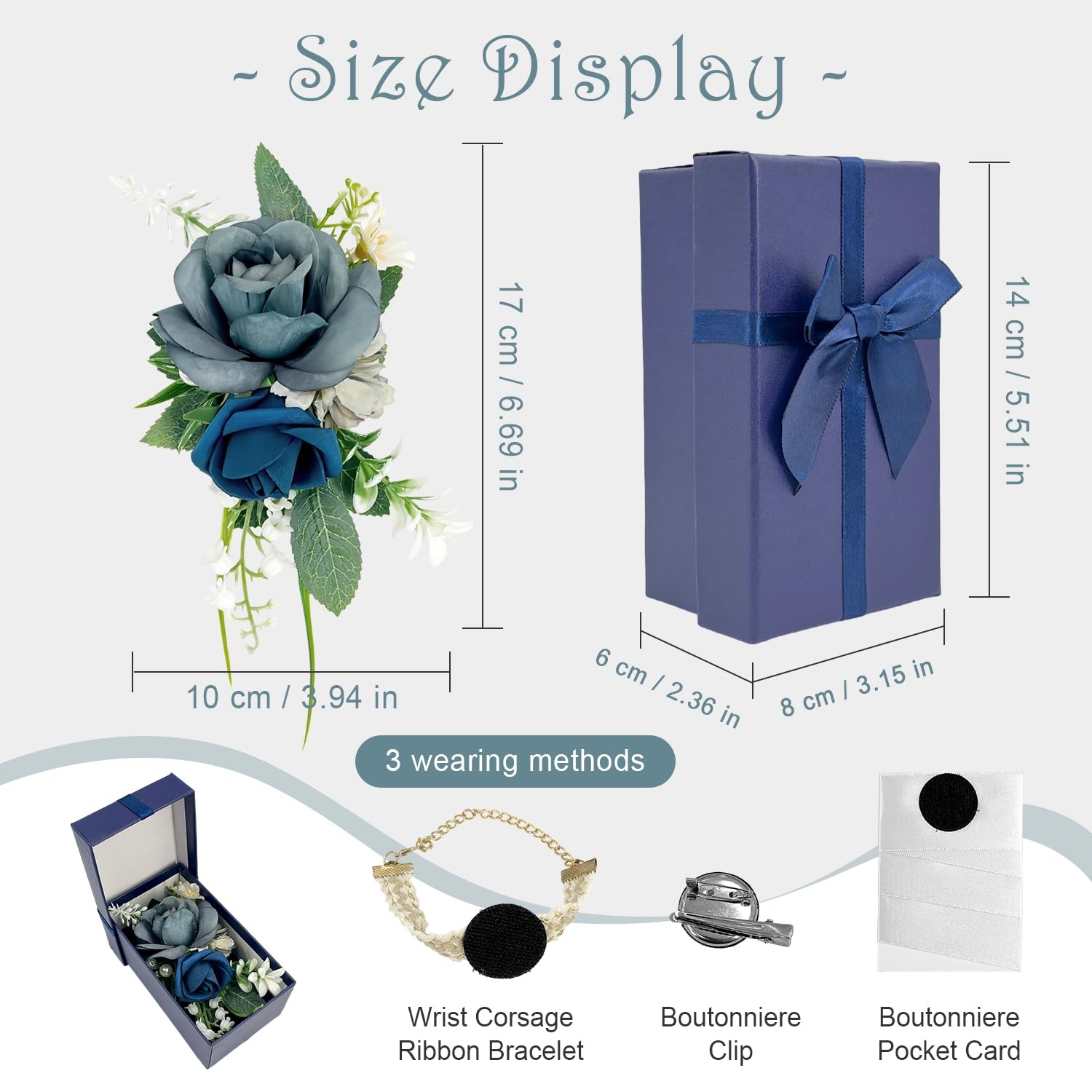 Boutonniere For Men Blue Rose Groom Groomsmen Wedding Prom 6.7×4 Inch Size