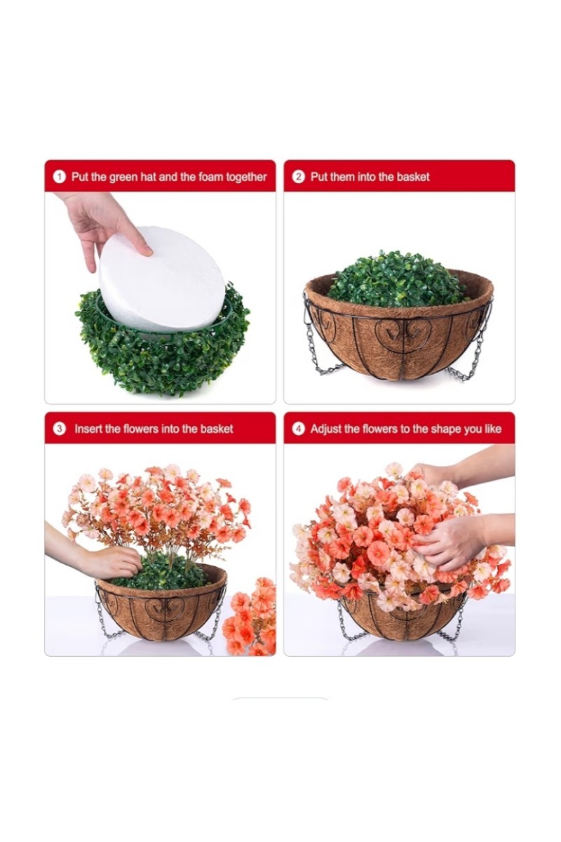 Artificial Orange Fall Flowers Fake Hanging Plants Flowers Basket for Outdoors