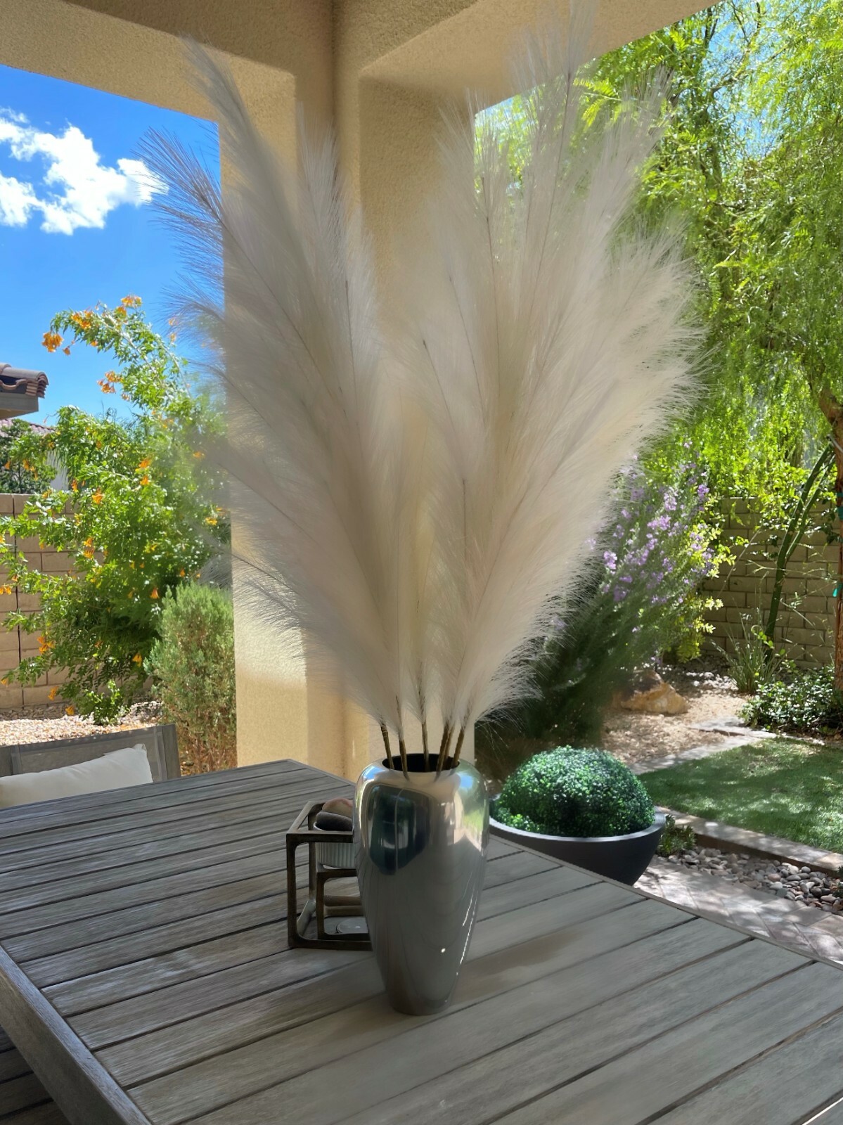 Artificial Pampas, Beige, hand made, six 110 cm beige with 18 branches, décor