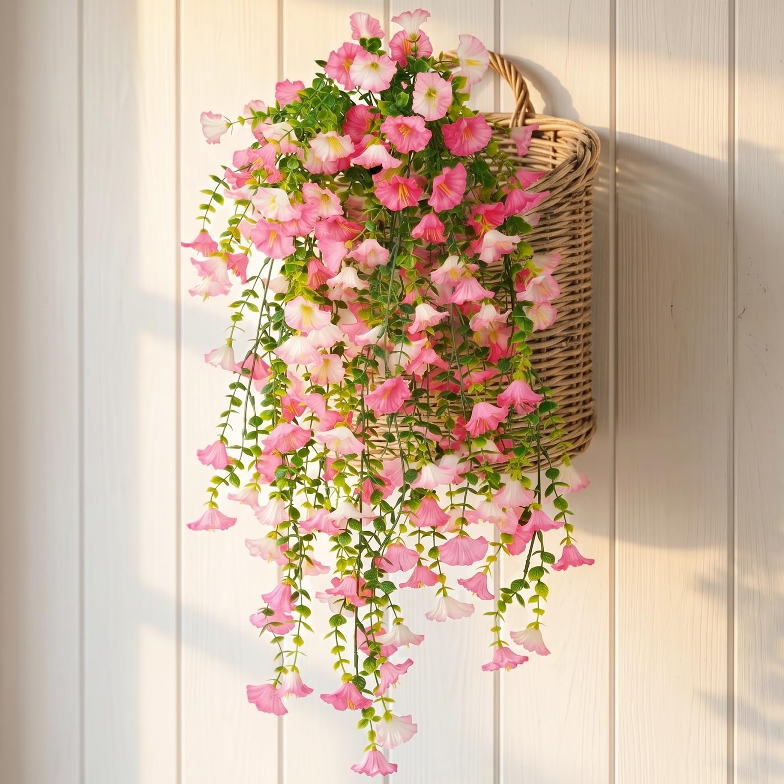 Outdoor Hanging Flowers Artificial Plants, 4PCS Fake Hanging Flowers UV Resis…