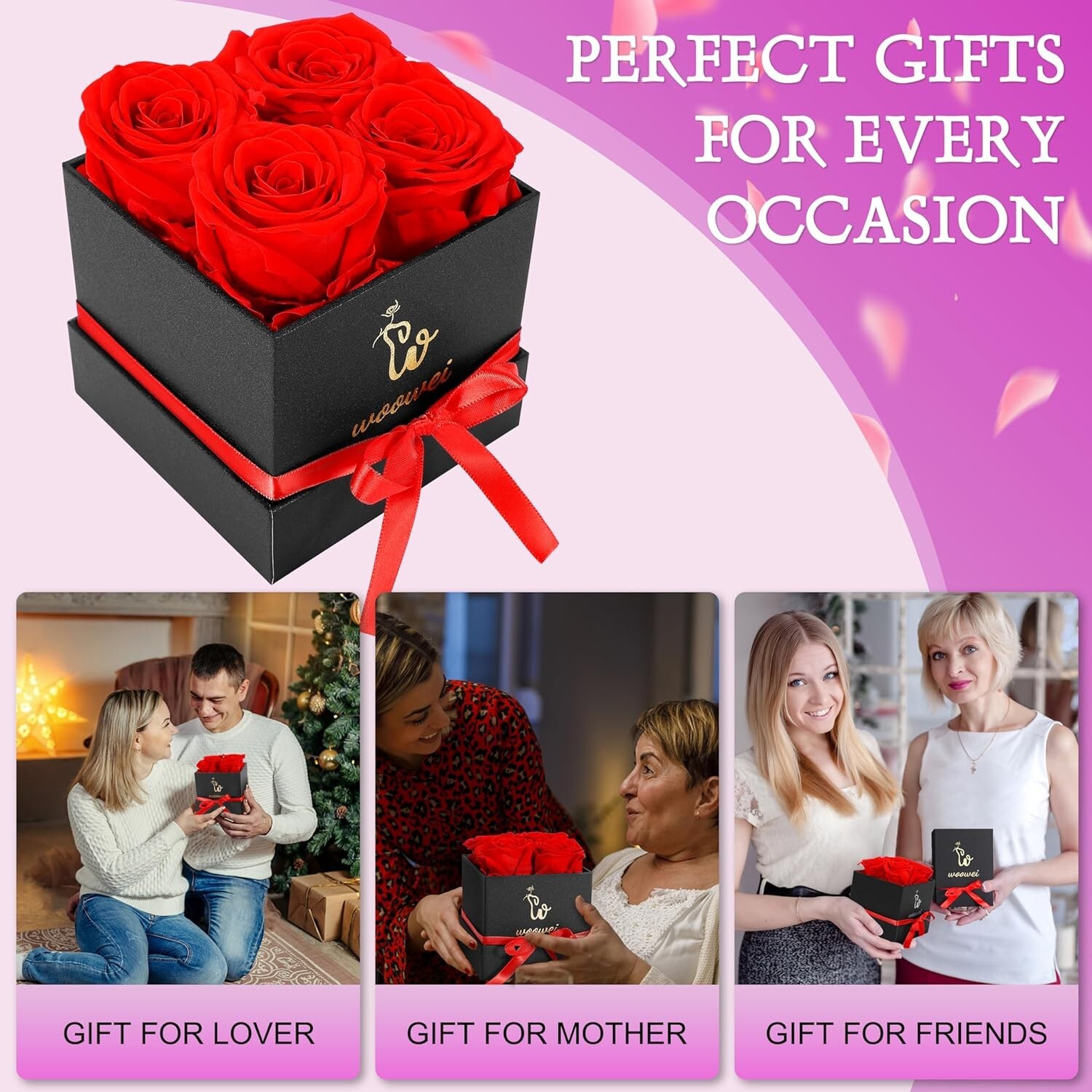 Forever Preserved Roses in a Box – Romantic Gifts for Her – Long Lasting Flowers