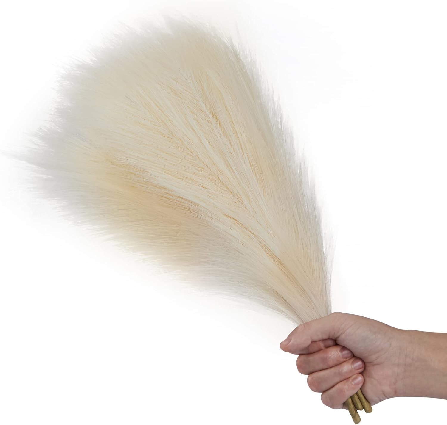 3pcs 17” Faux Pampas Grass Stalks – Elegant Artificial Decor, Beige/Off White