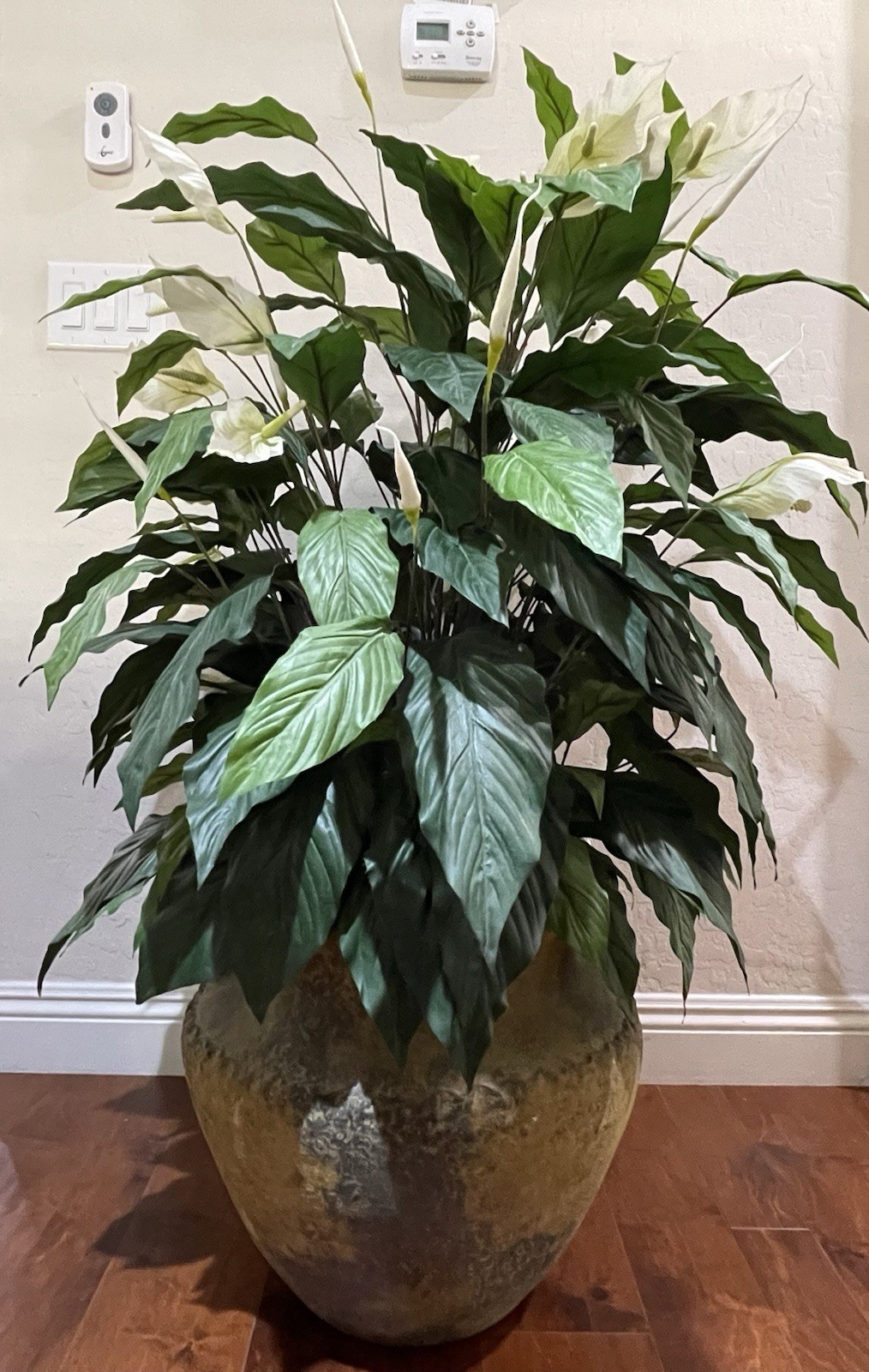 4 ft Artificial Silk Peace Lily Spathiphyllum Heavy 18″ Decorative Ceramic Pot