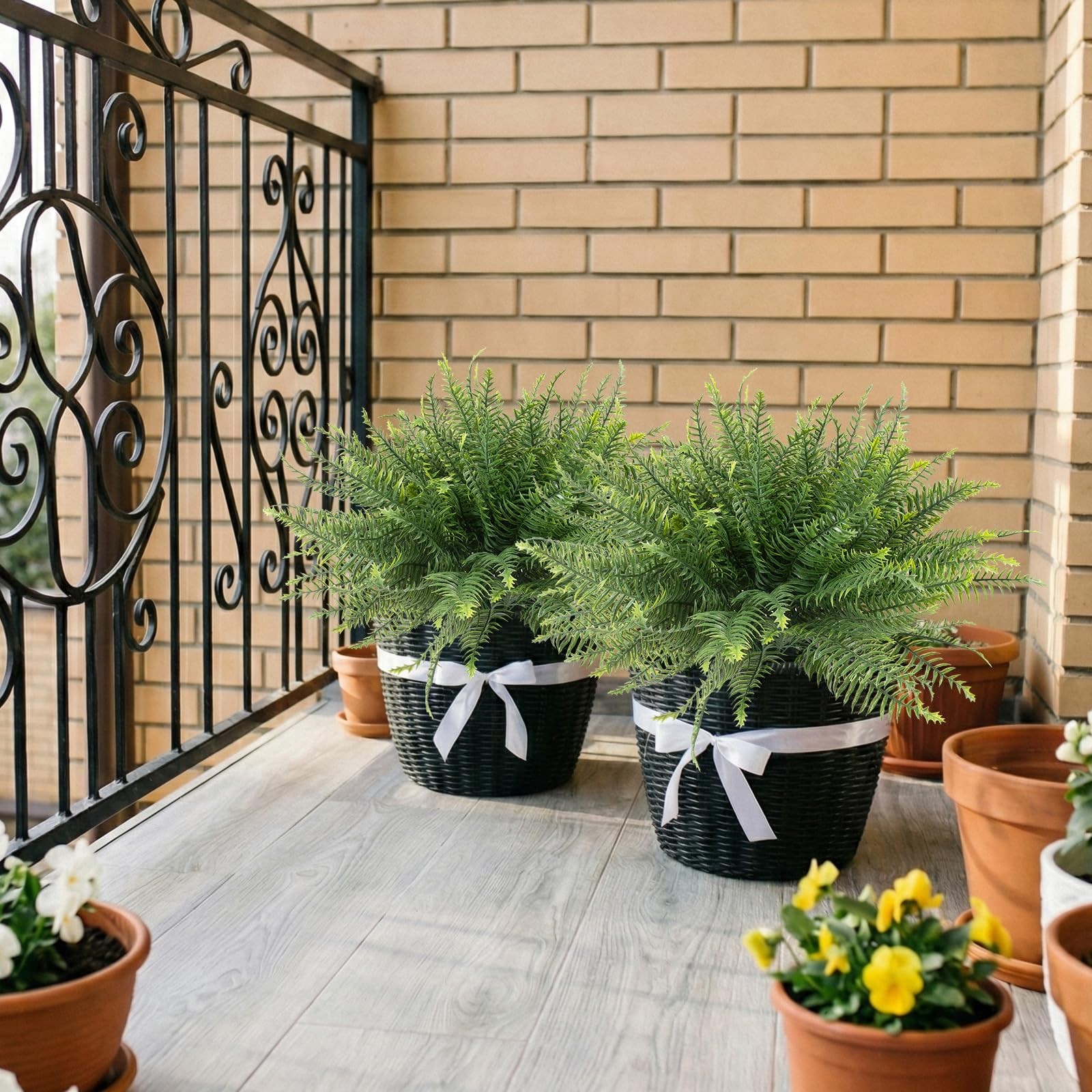 Artificial Ferns 12 Pcs Outdoor UV Resistant Faux Greenery Stems Garden Porch Pa