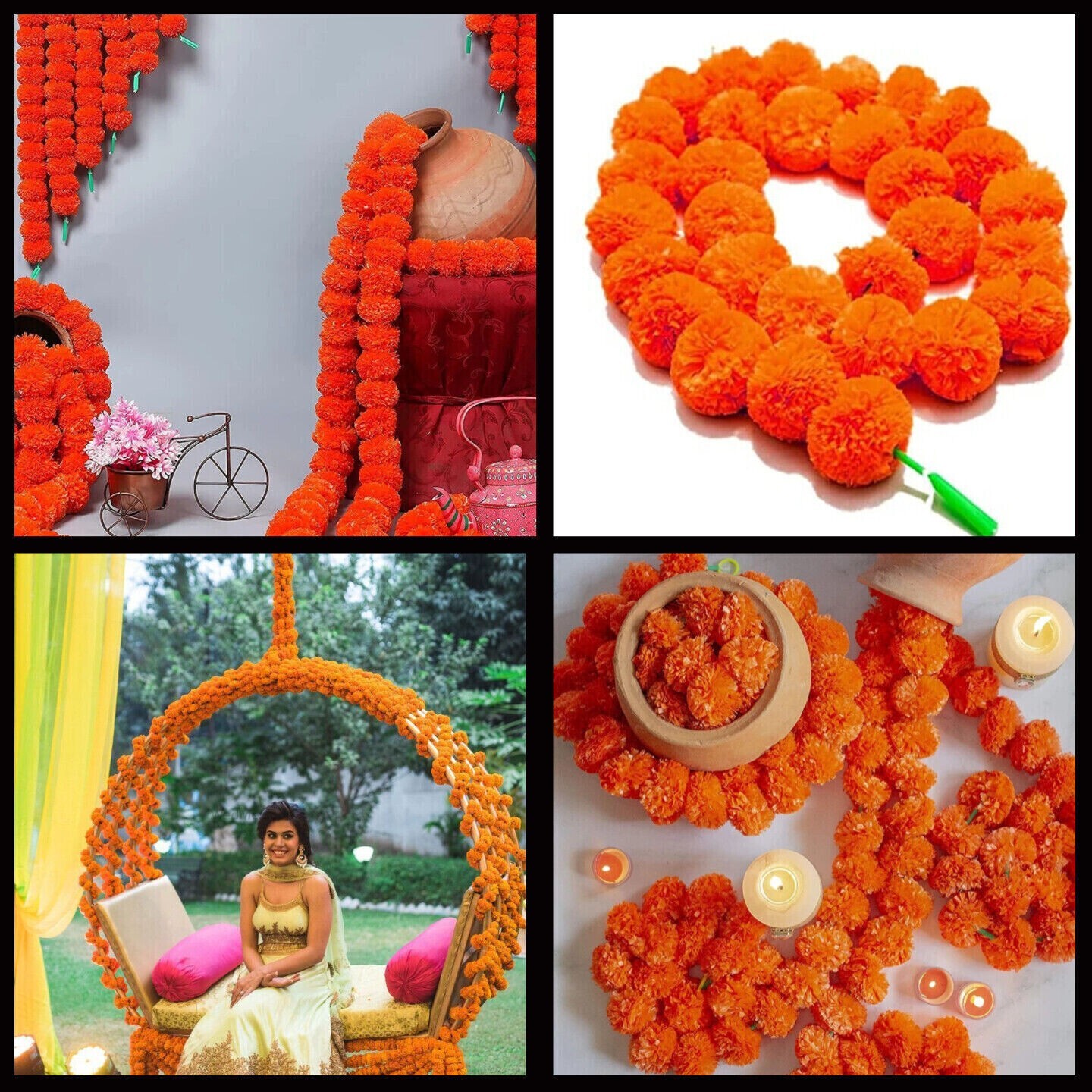 Wholesale 30 PC Lot Articial Marigold Flower Garlands Christmas Diwali Decor