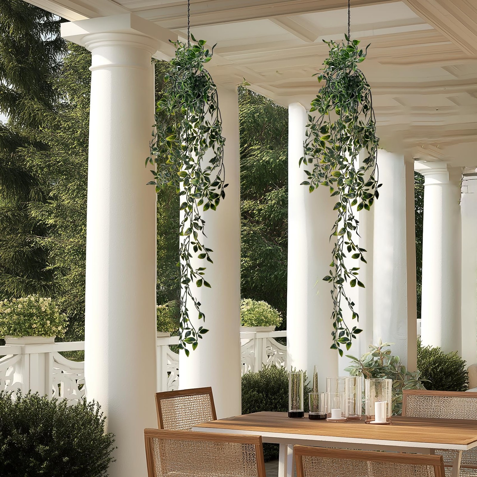 2Pcs Real-Touch Artificial Hanging Mandala Vine with Pot Faux Ivy Plant for I…