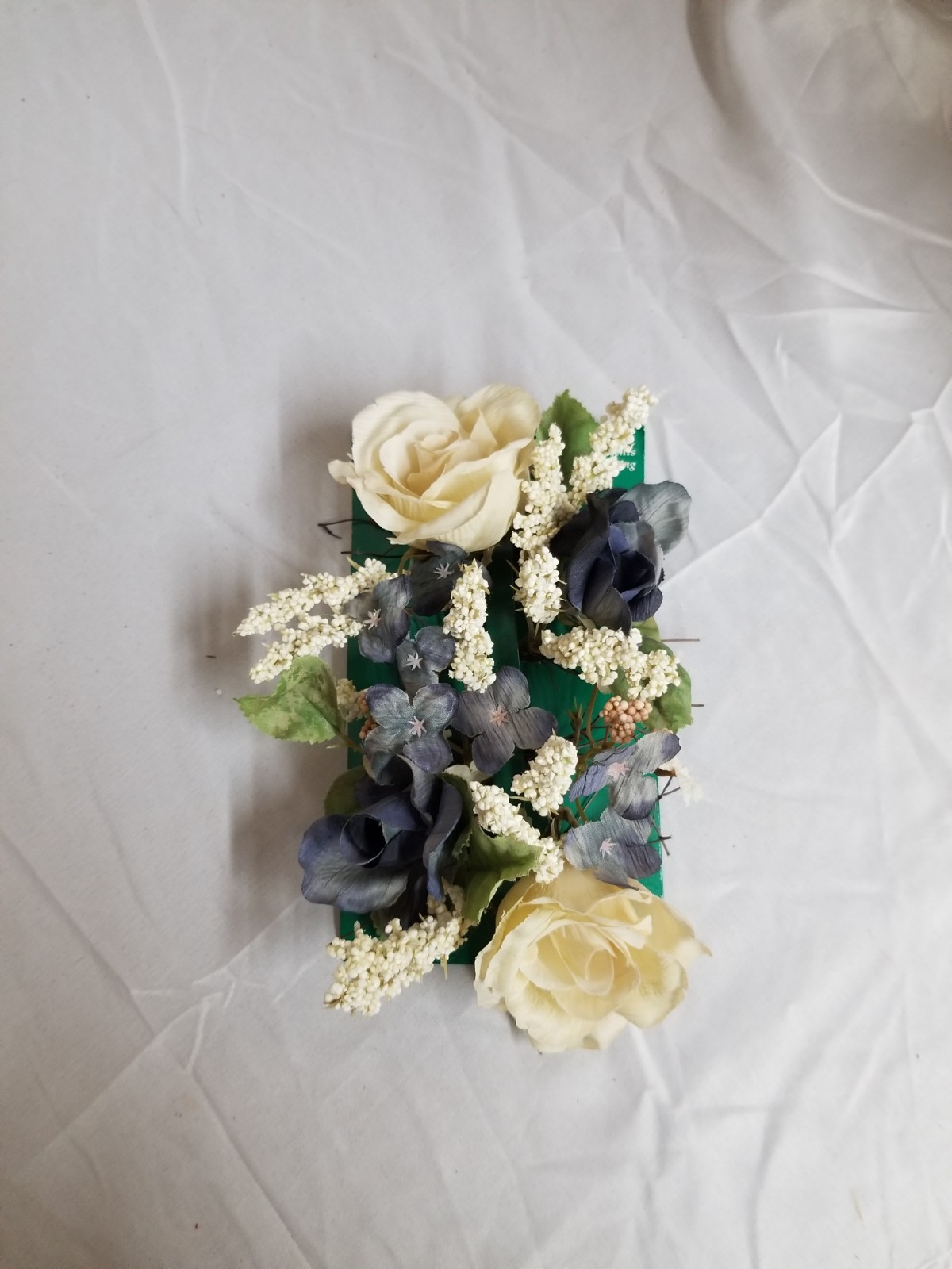 2 Vintage 1 Inch Silk Candle Rings Dark Blue And Ivory Roses Made By Sensational