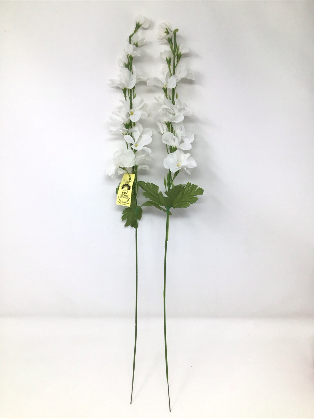 Delphinium Floral Pick 2 Picks 22” Long White NOS Vase Basket Filler Vintage