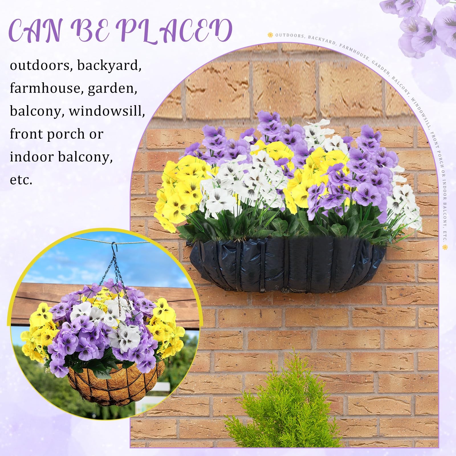 50 Pcs Artificial Pansies Flowers Silk Faux Pansy Bulk for Home Garden Patio …