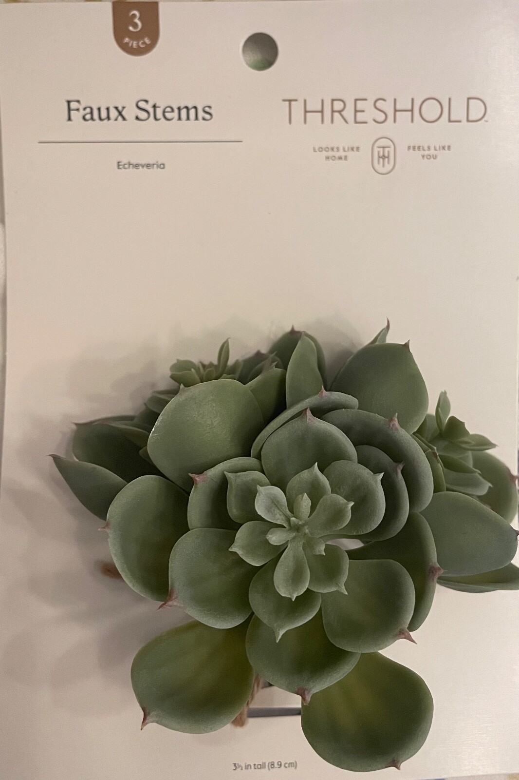 Three (3) Faux Stems Of Echeveria, A Beautiful Succulent, 3.5” Tall