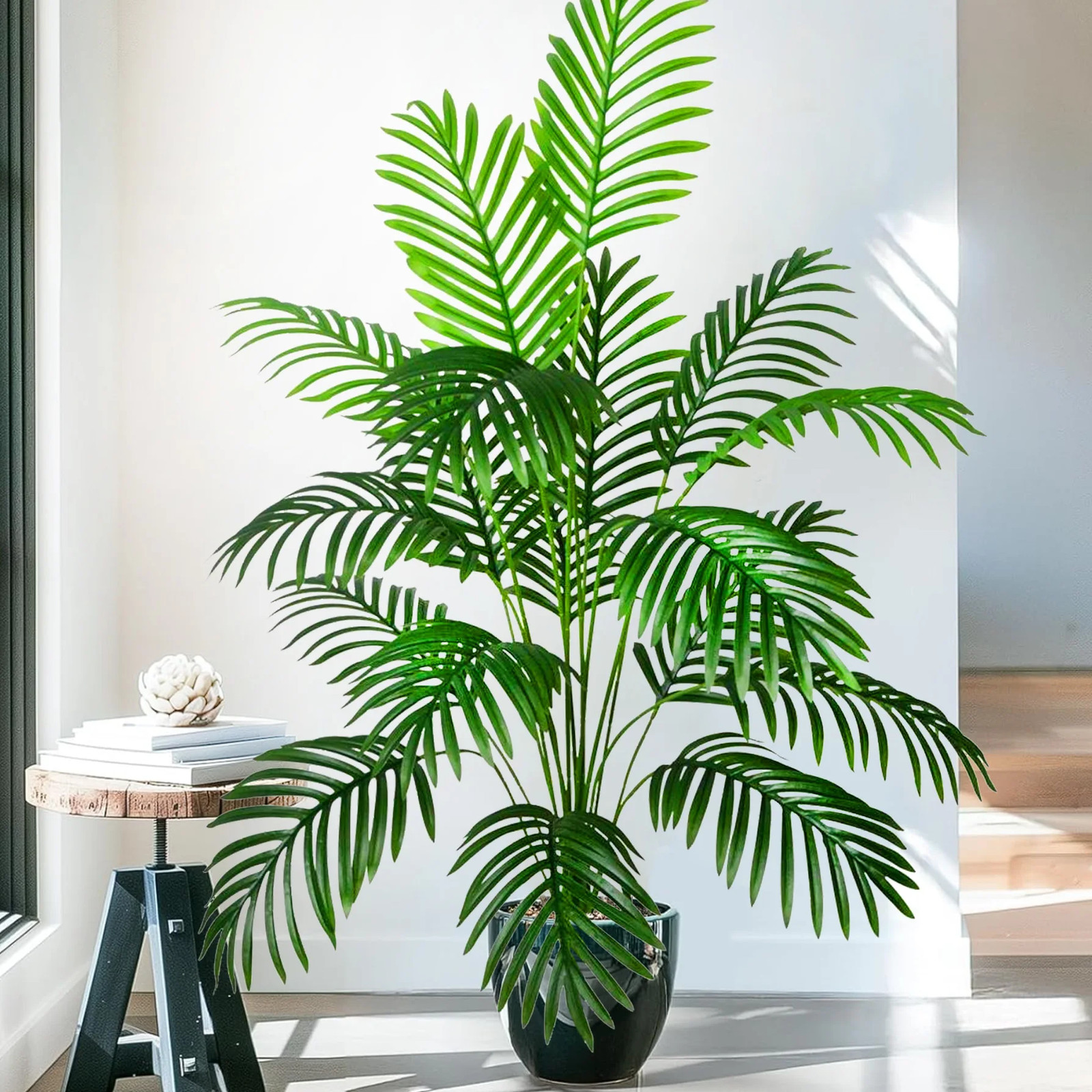45-125CM Artificial Palm Tree Tropical Fake Plant Green Faux Palm Leaf Branch