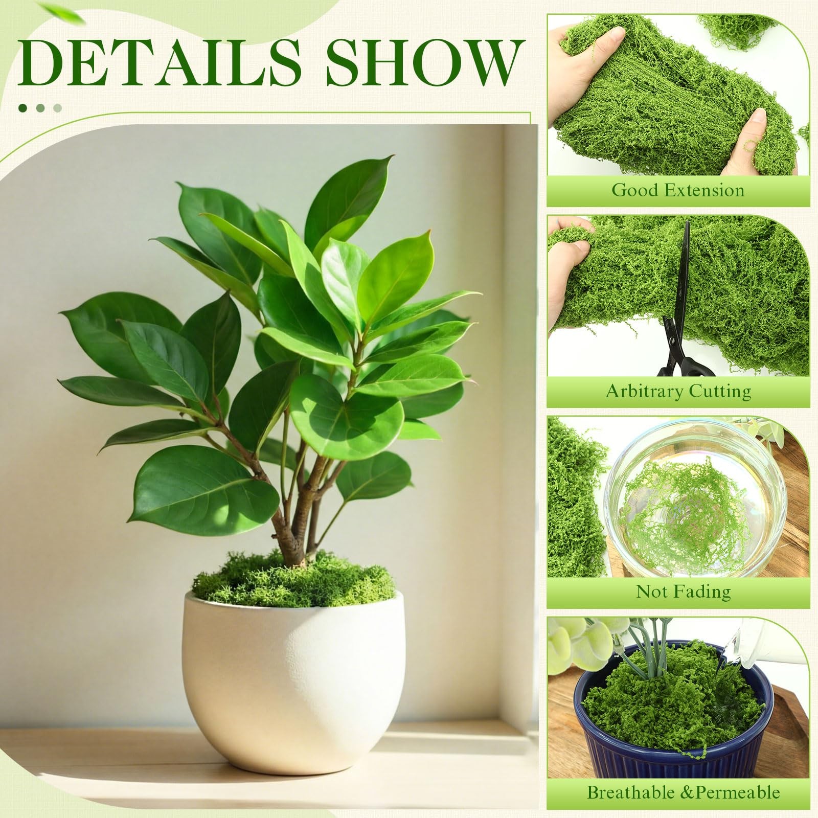 24.7oz Fake Moss For Crafts 1.54 lb Decorative Artificial Faux Green Indoor