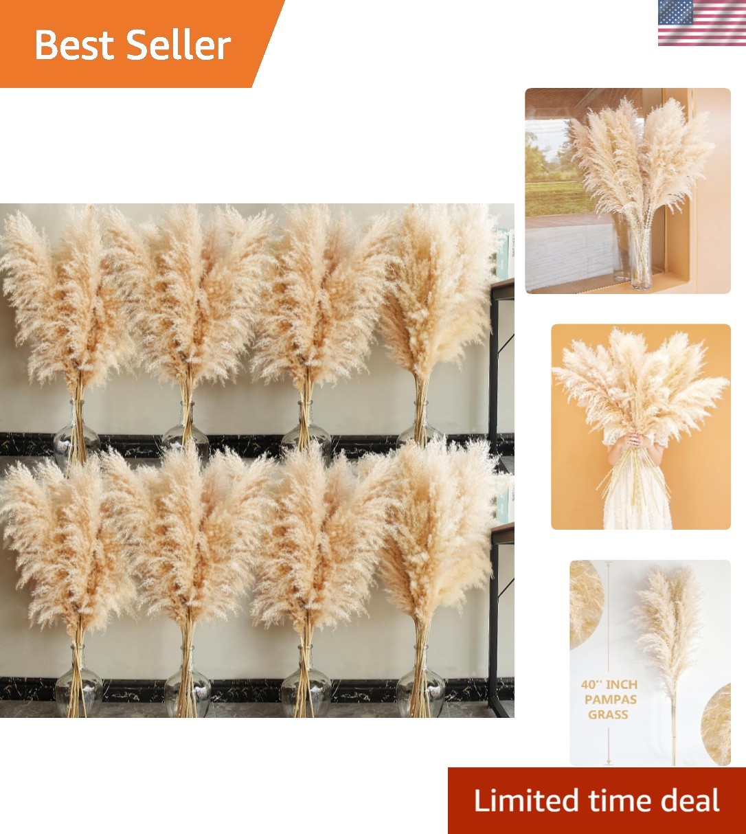 Stunning 40-Piece Pampas Grass Arrangement – Ideal for Home and Special Events