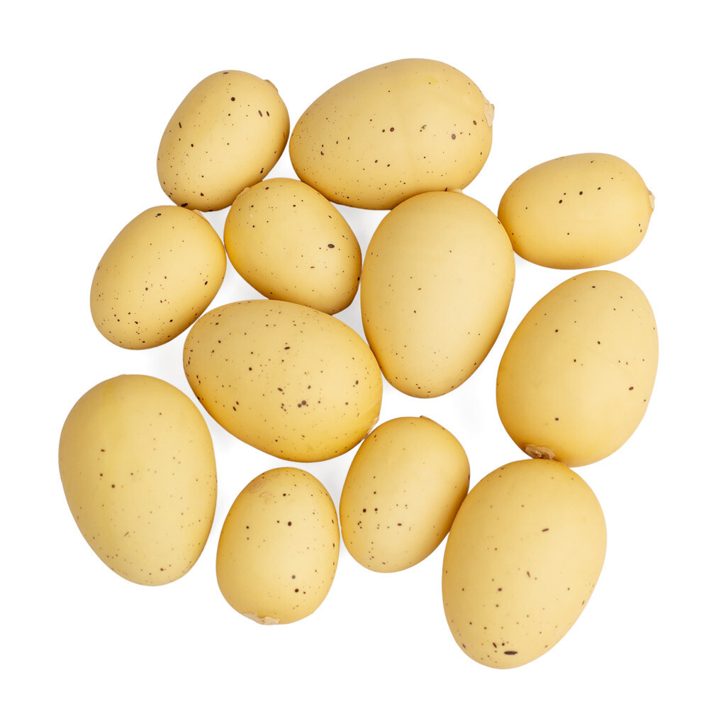 Set of 36 Assorted Sized Faux Speckled Natural Brown Colored Eggs