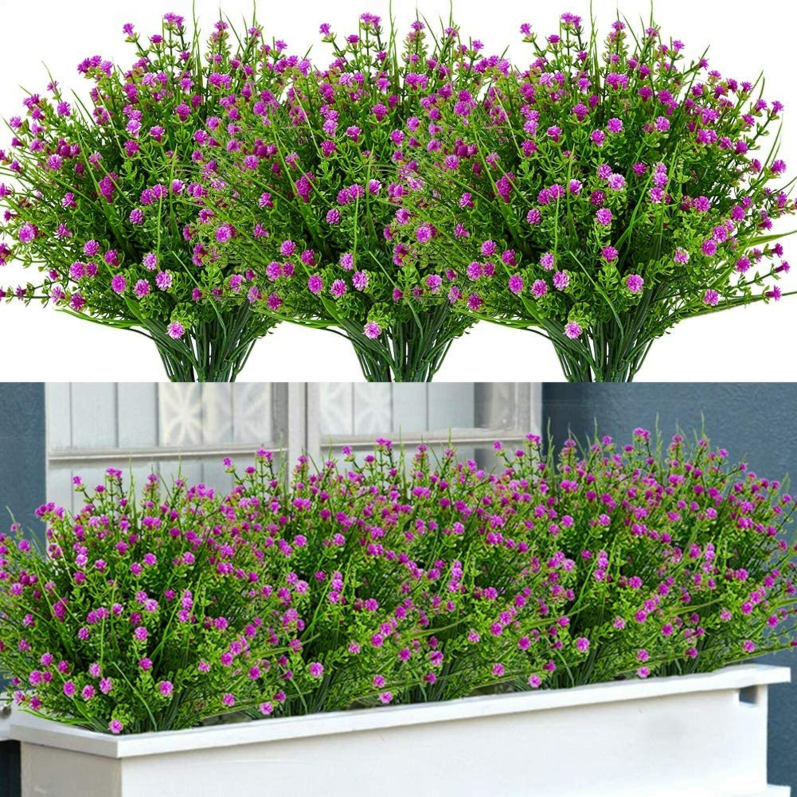 Outdoor Indoor Artificial Flowers Baby Breath Fake Flowers UV Resistant Purple