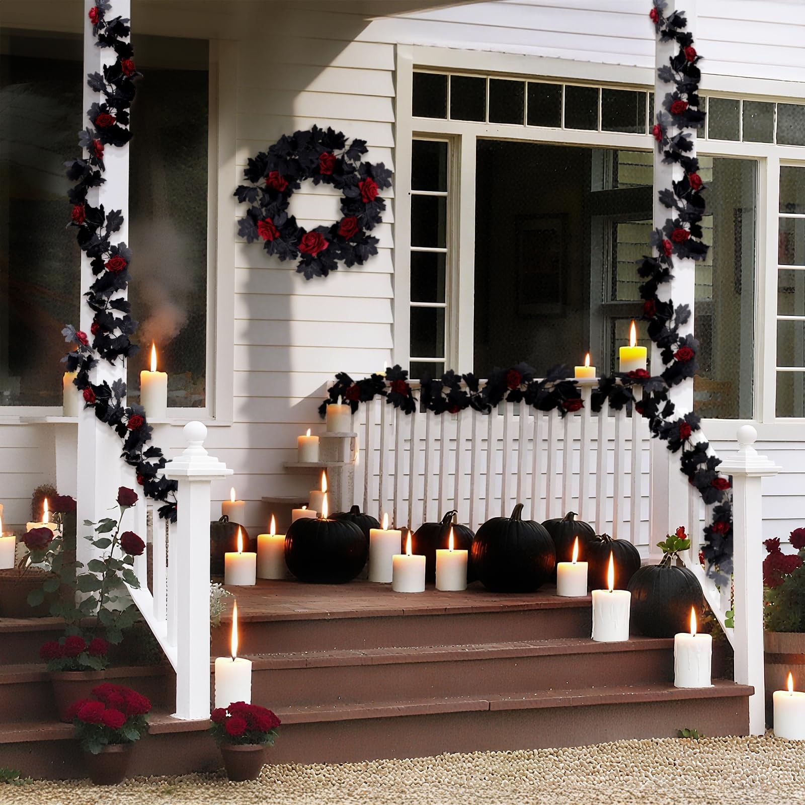 Artificial Flowers Garland Black Maple Leaf Garland Fake Hanging Flower Artif…