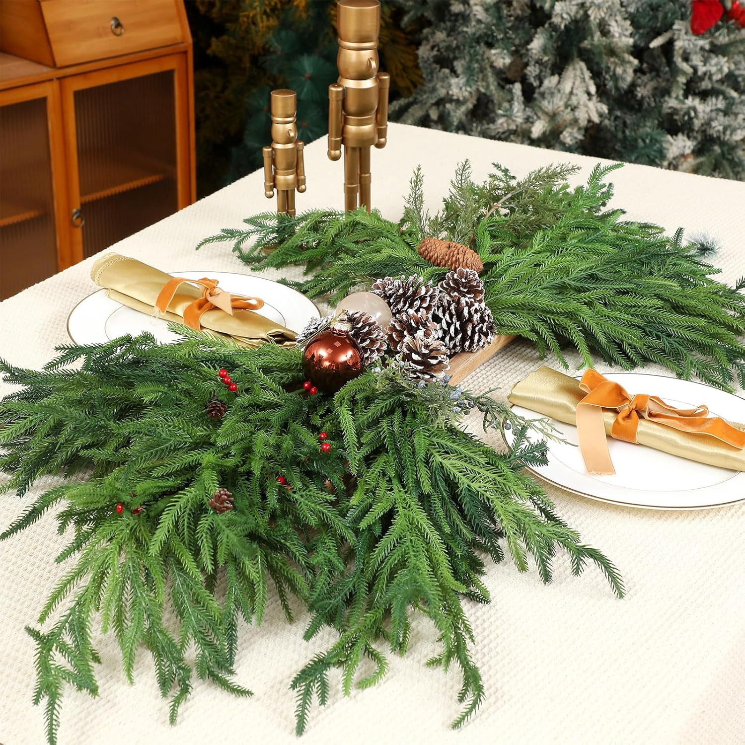 30″ Artificial Norfolk Pine Branches – 6 Pcs Greenery for Christmas Decor