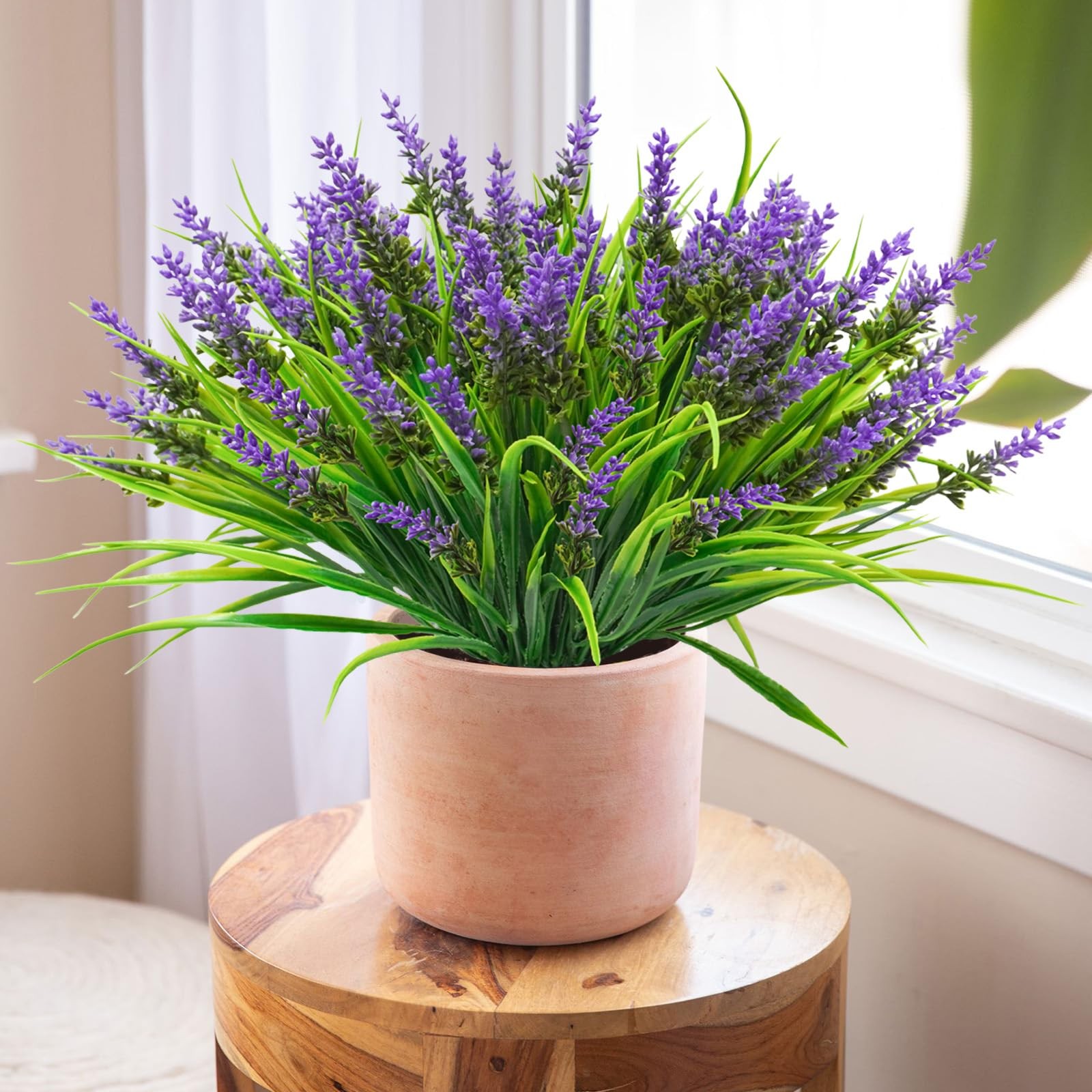 New 40 Bundles Artificial Plants Outdoor Fake Monkey Grass with Lavender Flowers