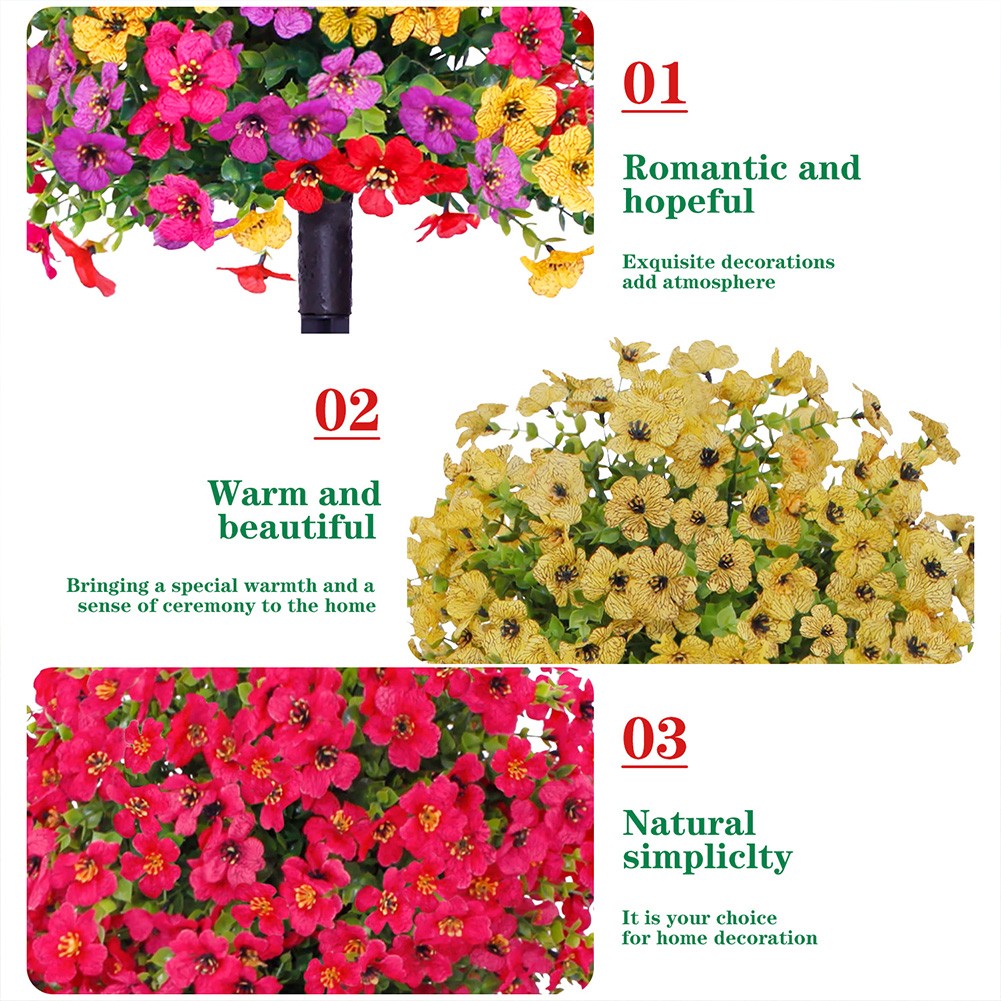 Artificial Outdoor Flowers Plants 2-Pack – 23 in, Low-Maintenance Faux Shrubs