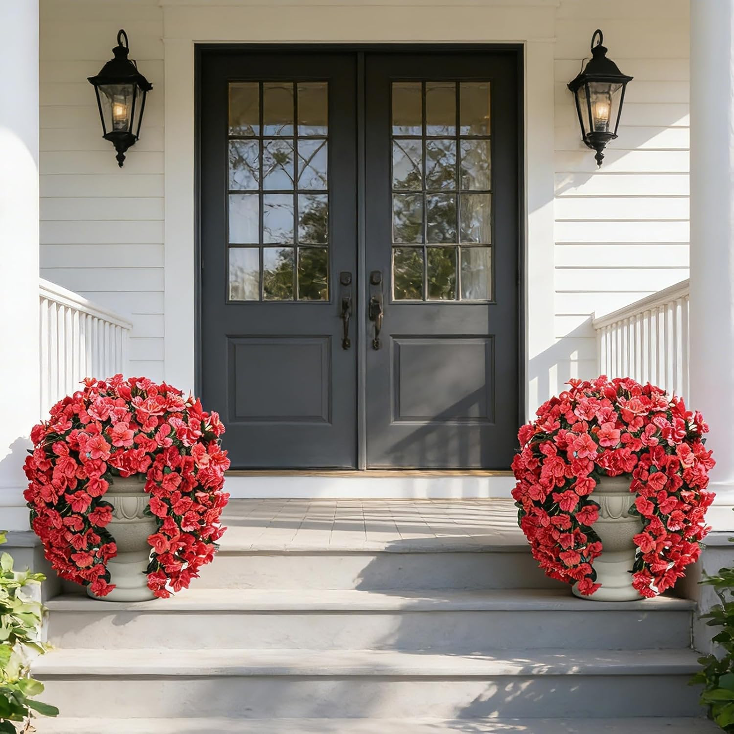 Fake Hibiscus Artificial Hanging Flowers Plants for Outdoors Decoration, 2Pcs Si