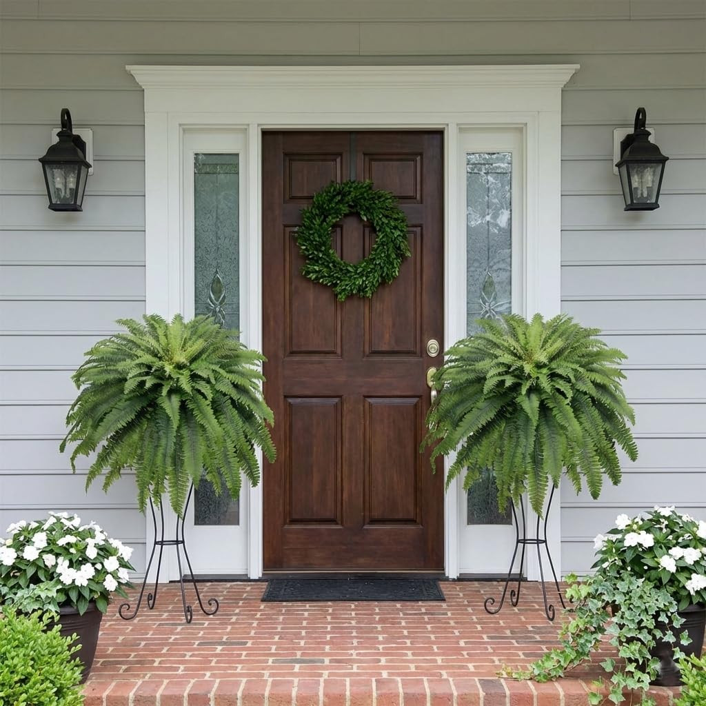 50″ Fake Ferns Artificial Plants Large, 98 Fronds 2 Artificial Ferns for Outdoor