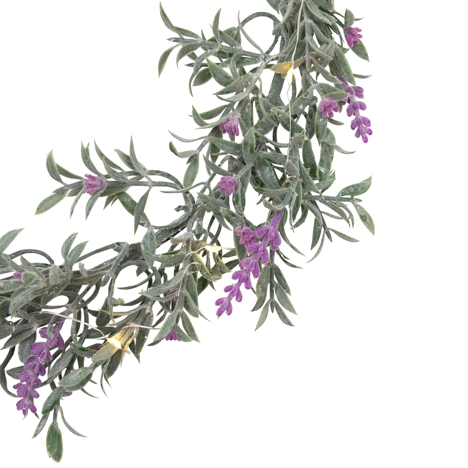 Pre-Lit Lavender Spring Wreath – Battery Operated – 16″ – White LED Lights