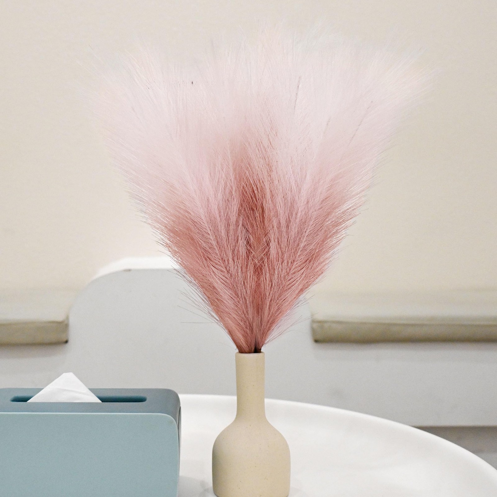 6 PCS Faux Pampas Grass Arrangement – 18″/45cm Artificial Fluffy Pompous Gras…