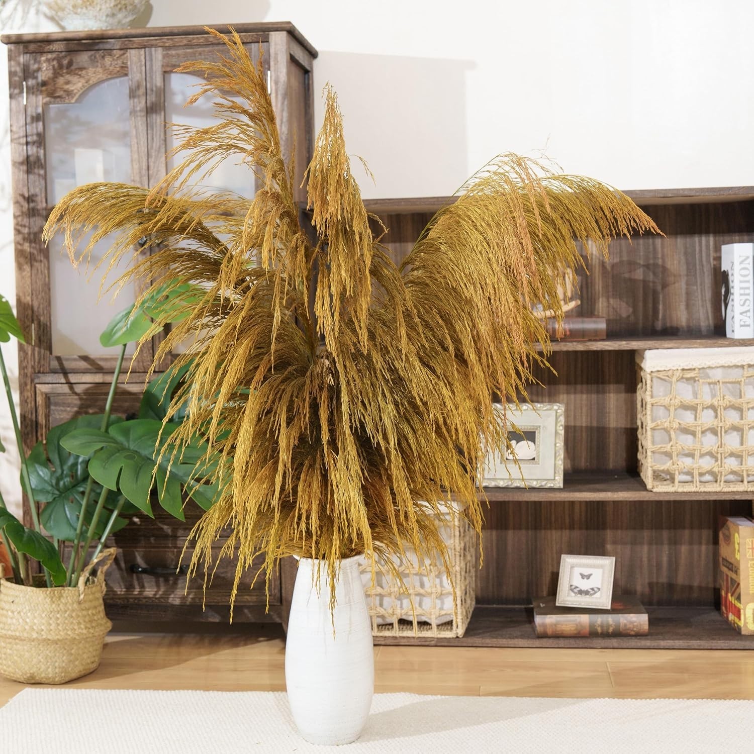 Golden Pampas Grass Decor Tall,Dried Pampas Grass, Pompas Floral for Vase, El…