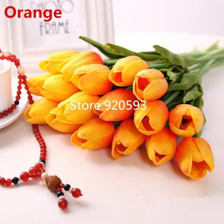 31pcs PU Mini Tulip Artificial Flower Wedding Floral Bouquet Decor NEW