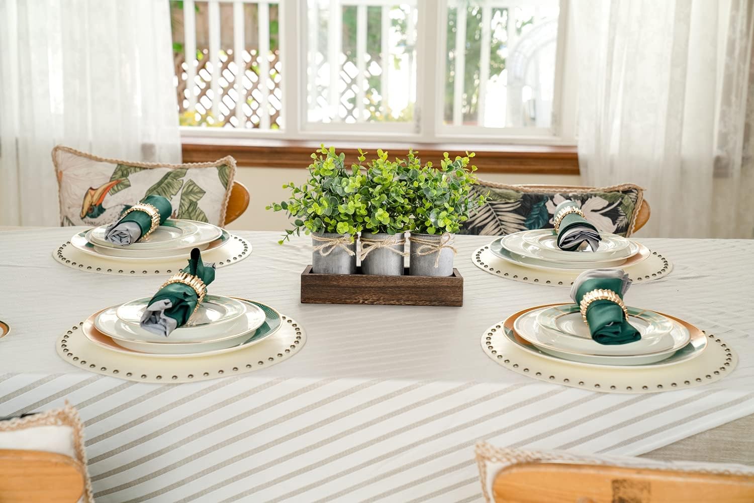 Centerpiece Table Decorations Dining Room Decorative Galvanized Metal Pots &