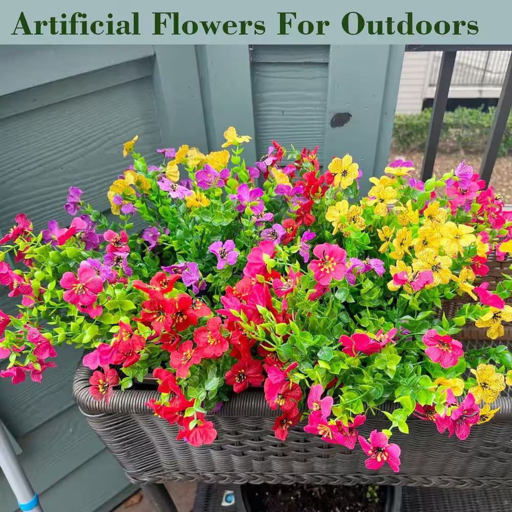 2.00 In. 12 Bundles UV Resistant Artificial Outdoor Flowers with 6 Butterflies f