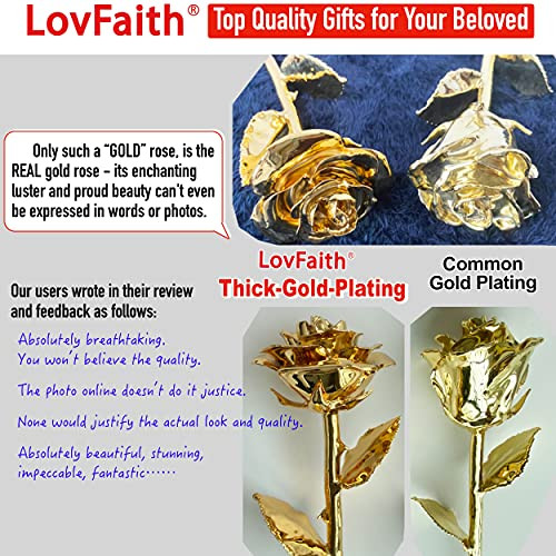 Real Rose Dipped 24K Gold, with Crystal Vase, B1. Deluxe Thick Gold -Blooming