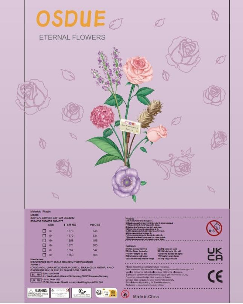 Mini Bricks Flower Bouquet Building Sets, Artificial Flowers, DIY Unique Decorat